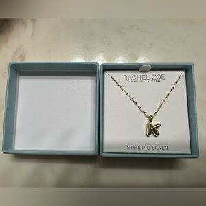 Rachel Zoe Sterling Silver Necklace with Gold Initial